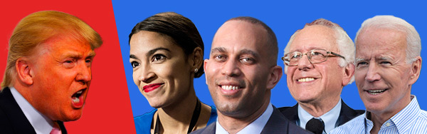 Trump // Sanders, Jeffries, AOC, Biden