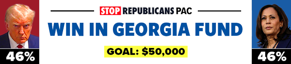 Win in Georgia fund // GOAL: $50,000 // TRUMP 48% // HARRIS 47%