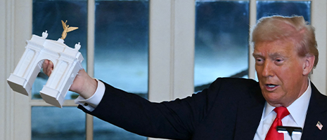 Trump holding monument model
