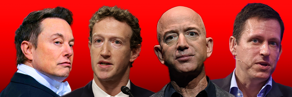 Elon Musk, Mark Zuckerberg, Jeff Bezos, Peter Thiel
